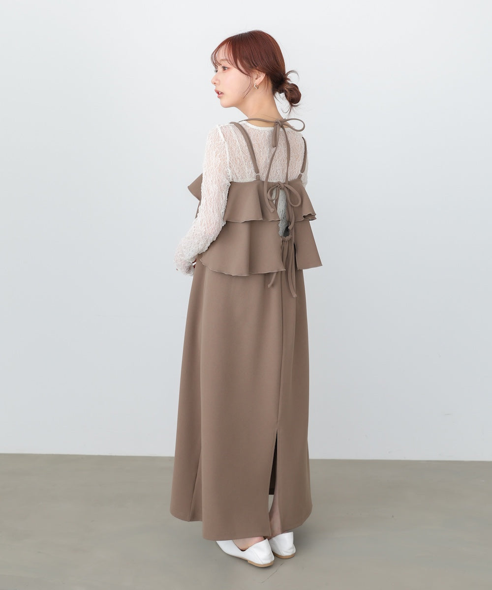 【選べるサイズ/イージーケア】ティアードキャミワンピース【イージージョーゼットシリーズ】