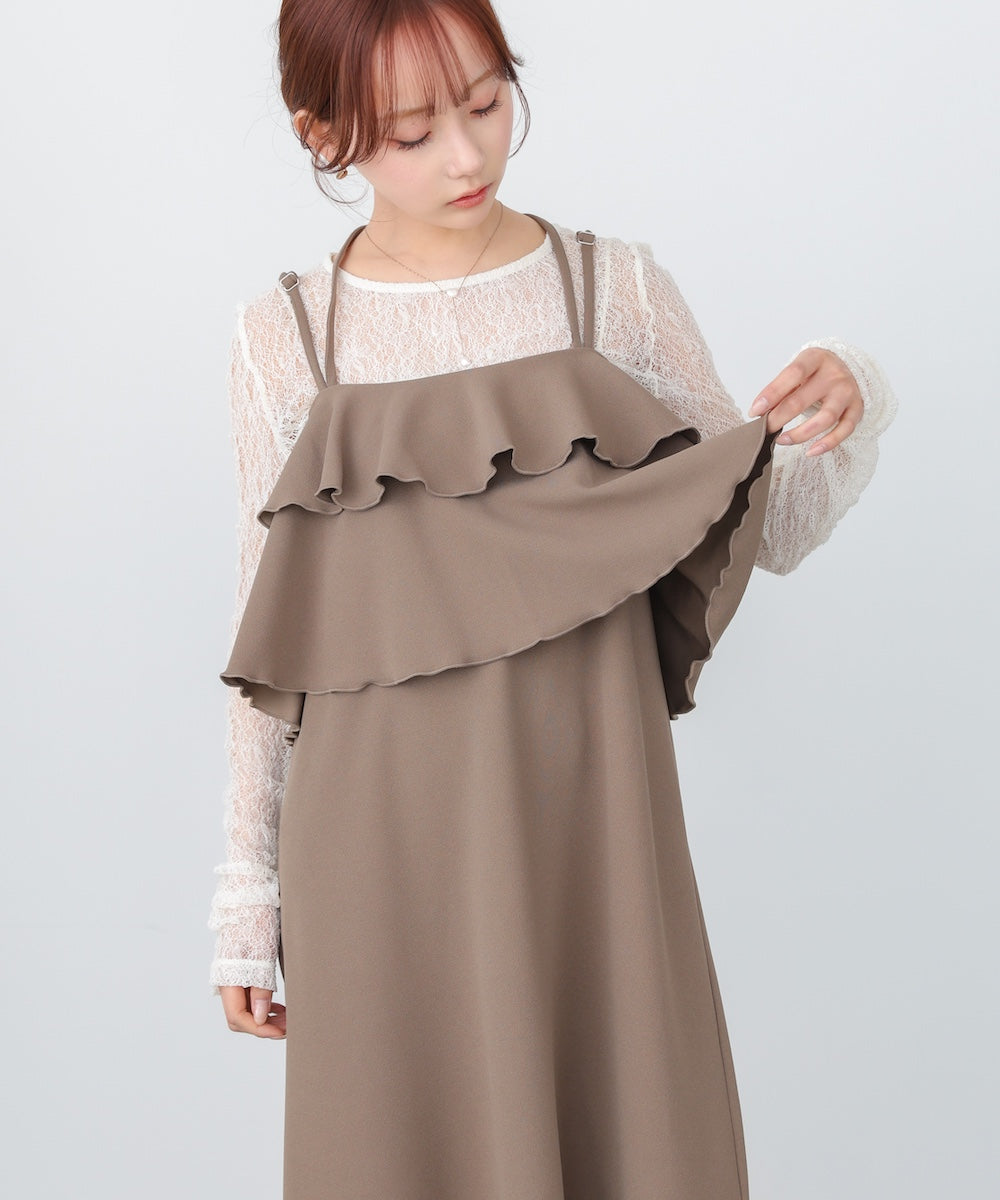 【選べるサイズ/イージーケア】ティアードキャミワンピース【イージージョーゼットシリーズ】