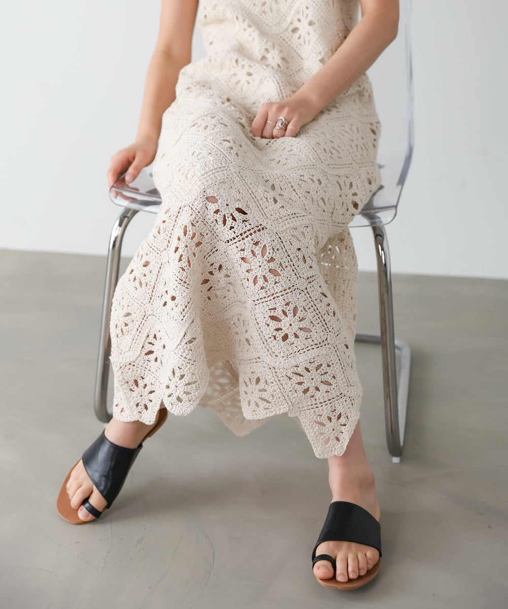 【選べるサイズ展開】ロムバスクロシェロングワンピース