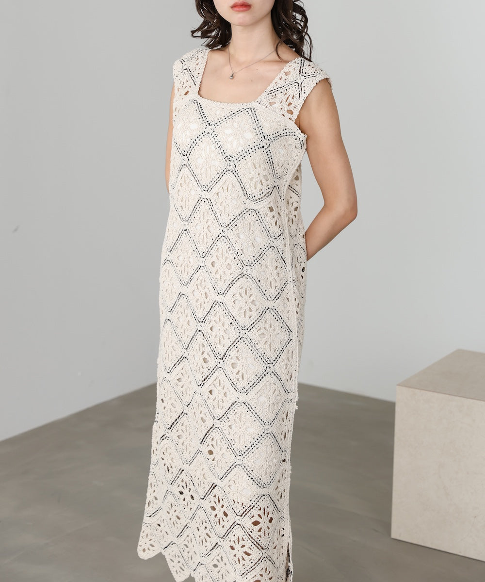 【選べるサイズ展開】ロムバスクロシェロングワンピース