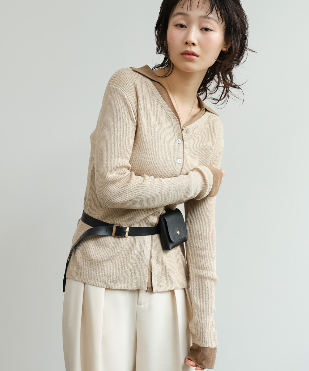 レイヤードライクニットカーディガン