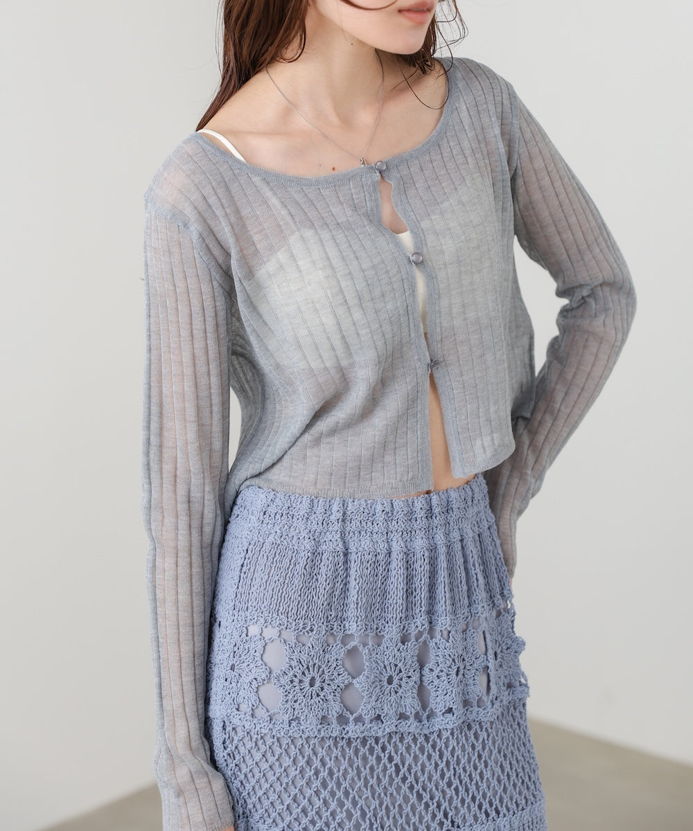 ラメニットショートカーデ