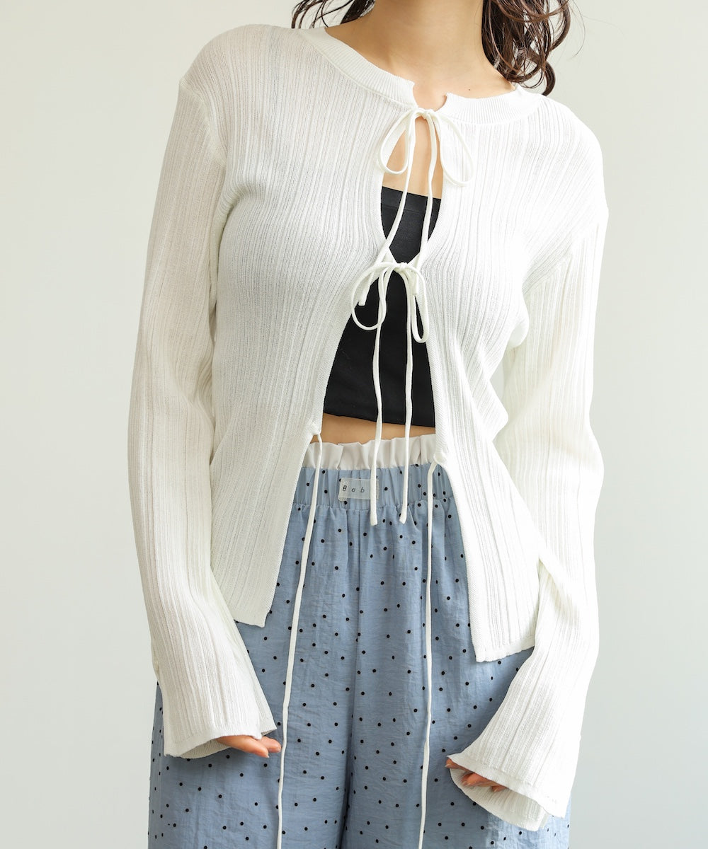 前後2WAYリボン付ニットカーディガン