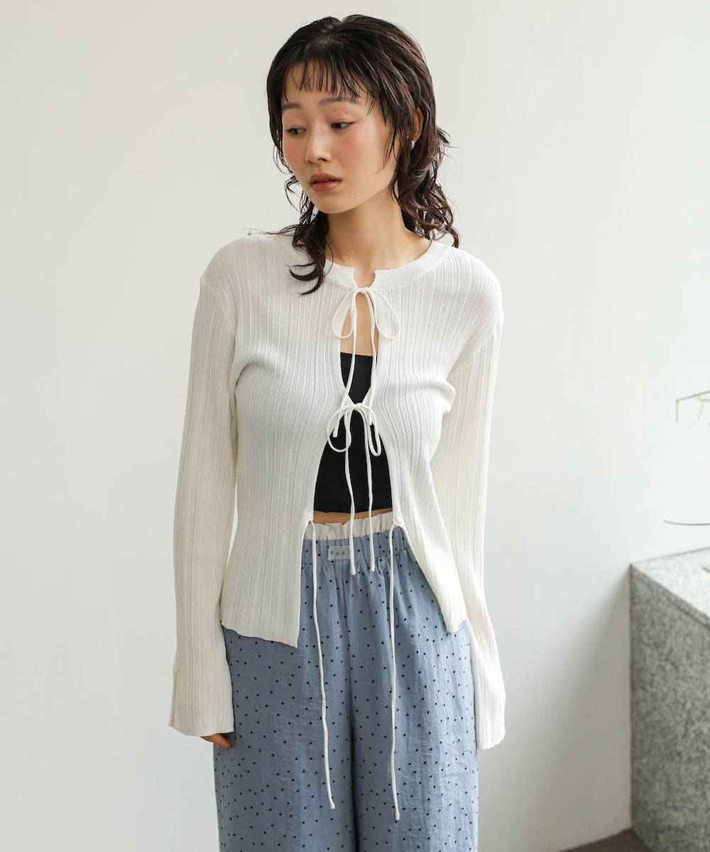 前後2WAYリボン付ニットカーディガン