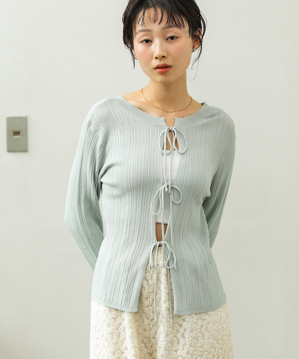 前後2WAYリボン付ニットカーディガン