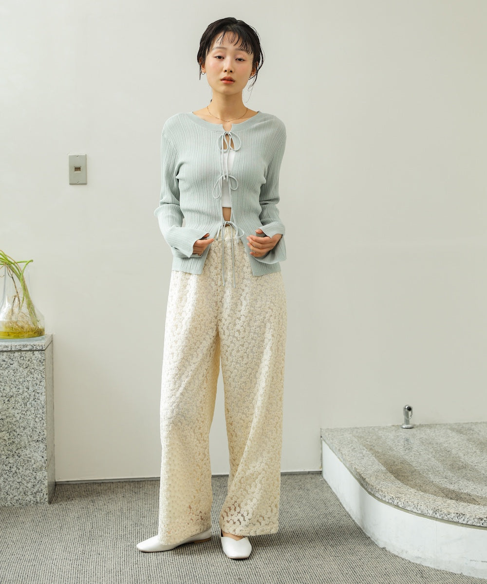 前後2WAYリボン付ニットカーディガン