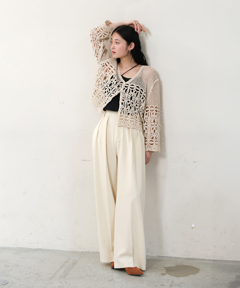 クロシェミックス編みカーディガン