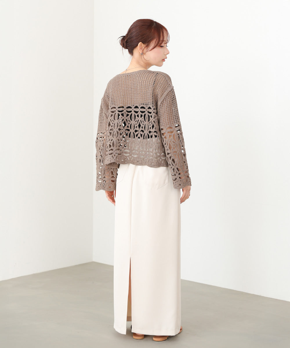 クロシェミックス編みカーディガン