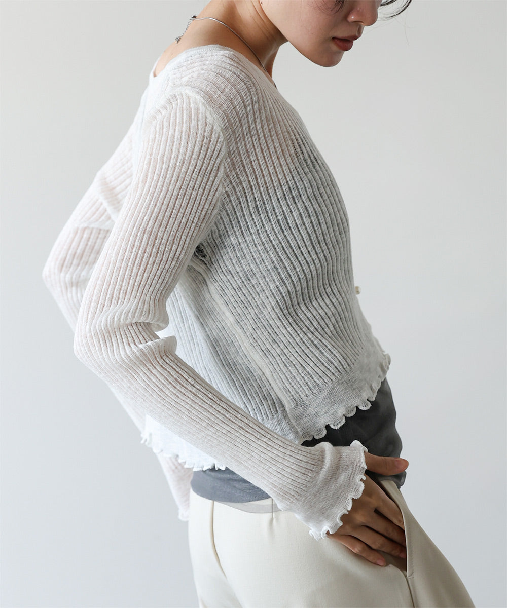 パールボタンフリルカーデ