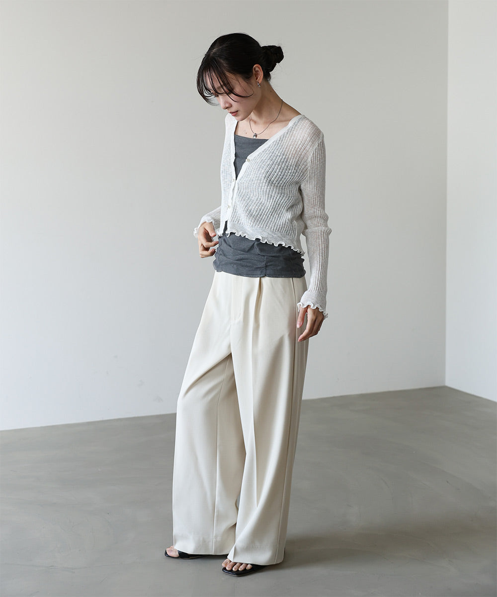 パールボタンフリルカーデ