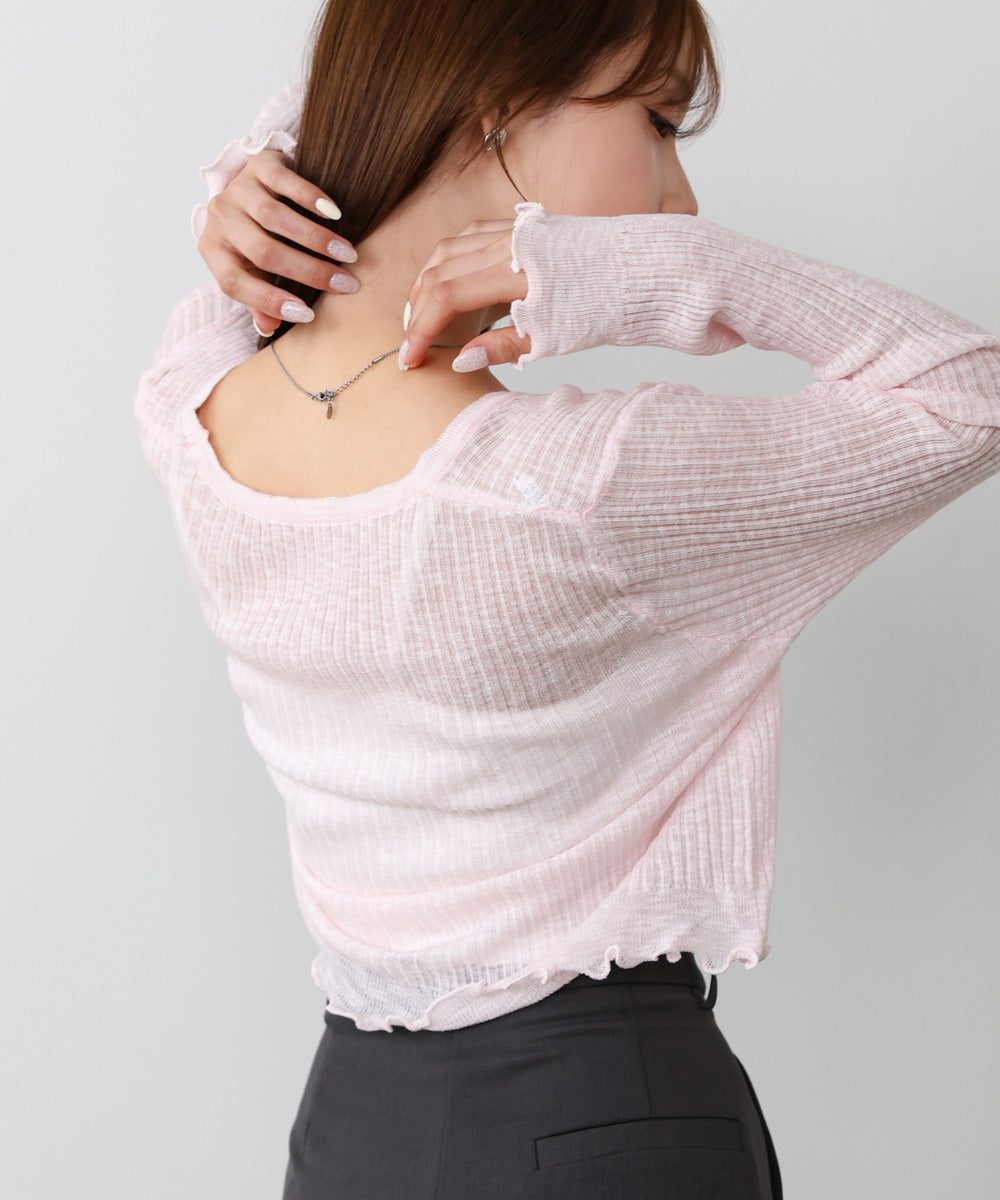 パールボタンフリルカーデ