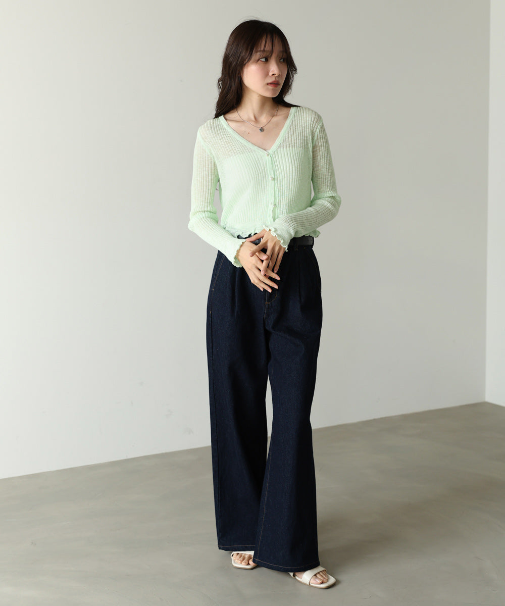 パールボタンフリルカーデ