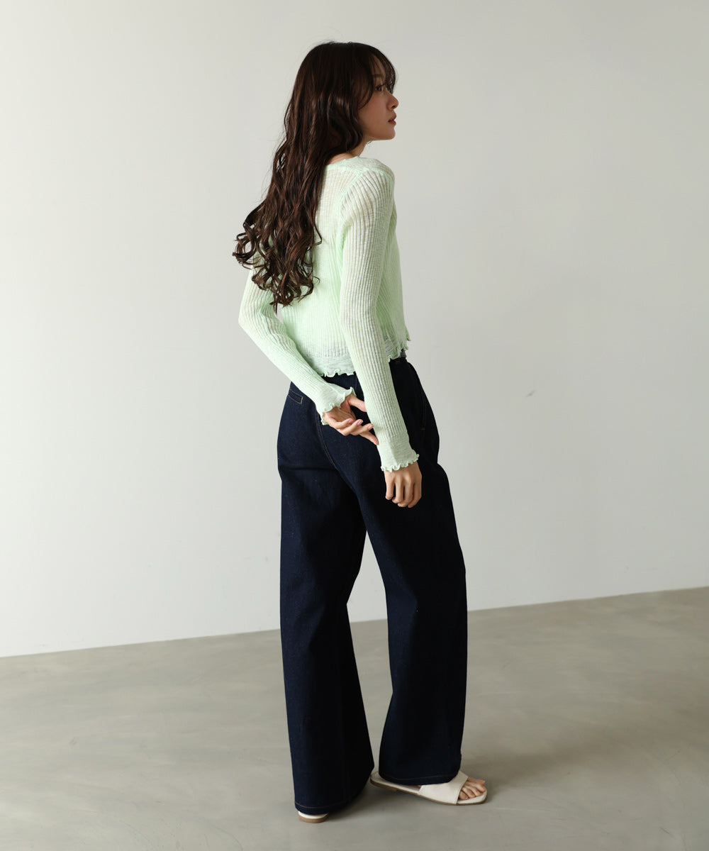 パールボタンフリルカーデ