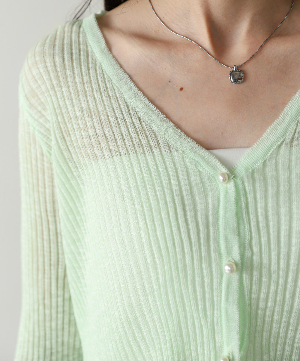 パールボタンフリルカーデ