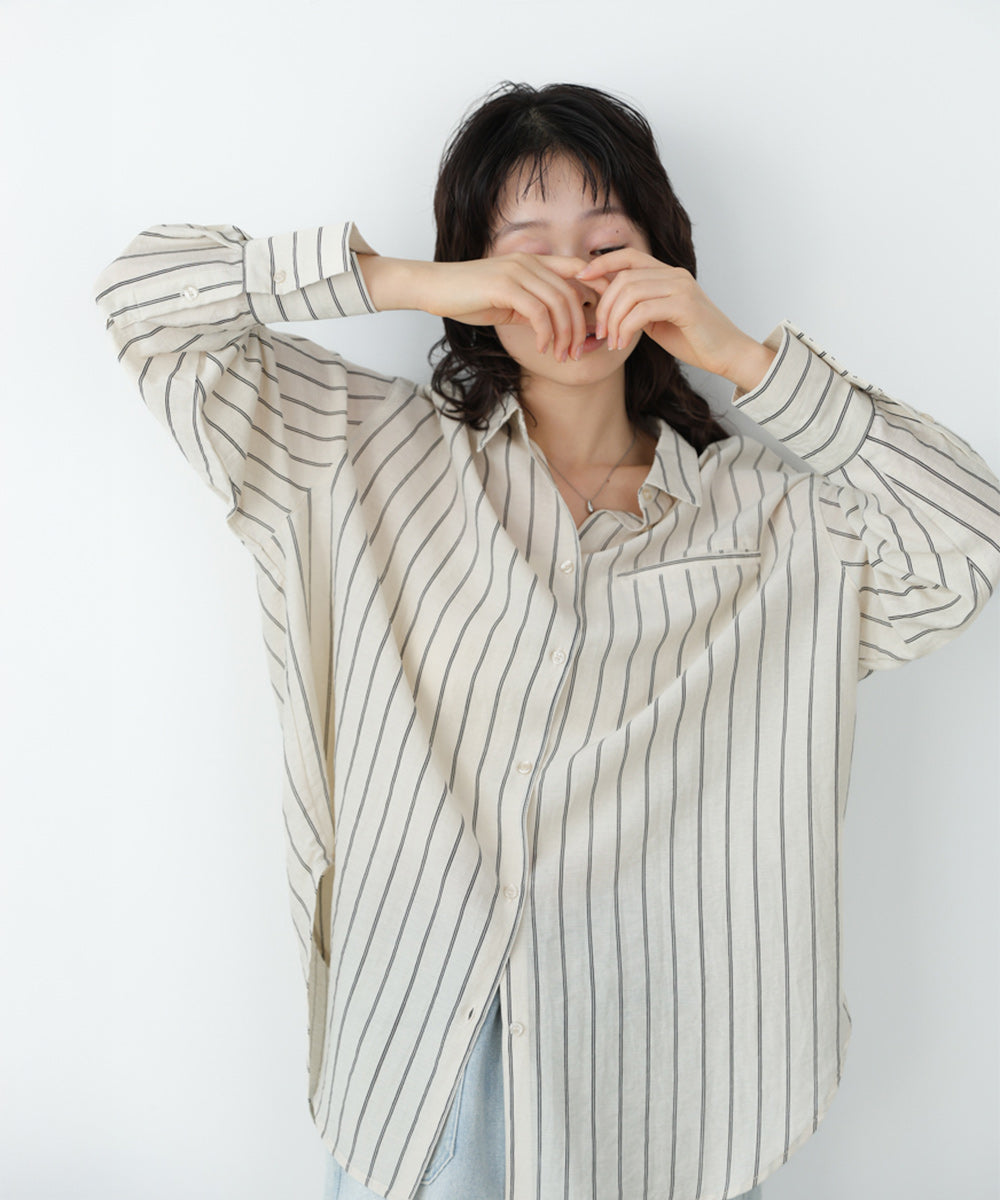 シアーストライプシャツ