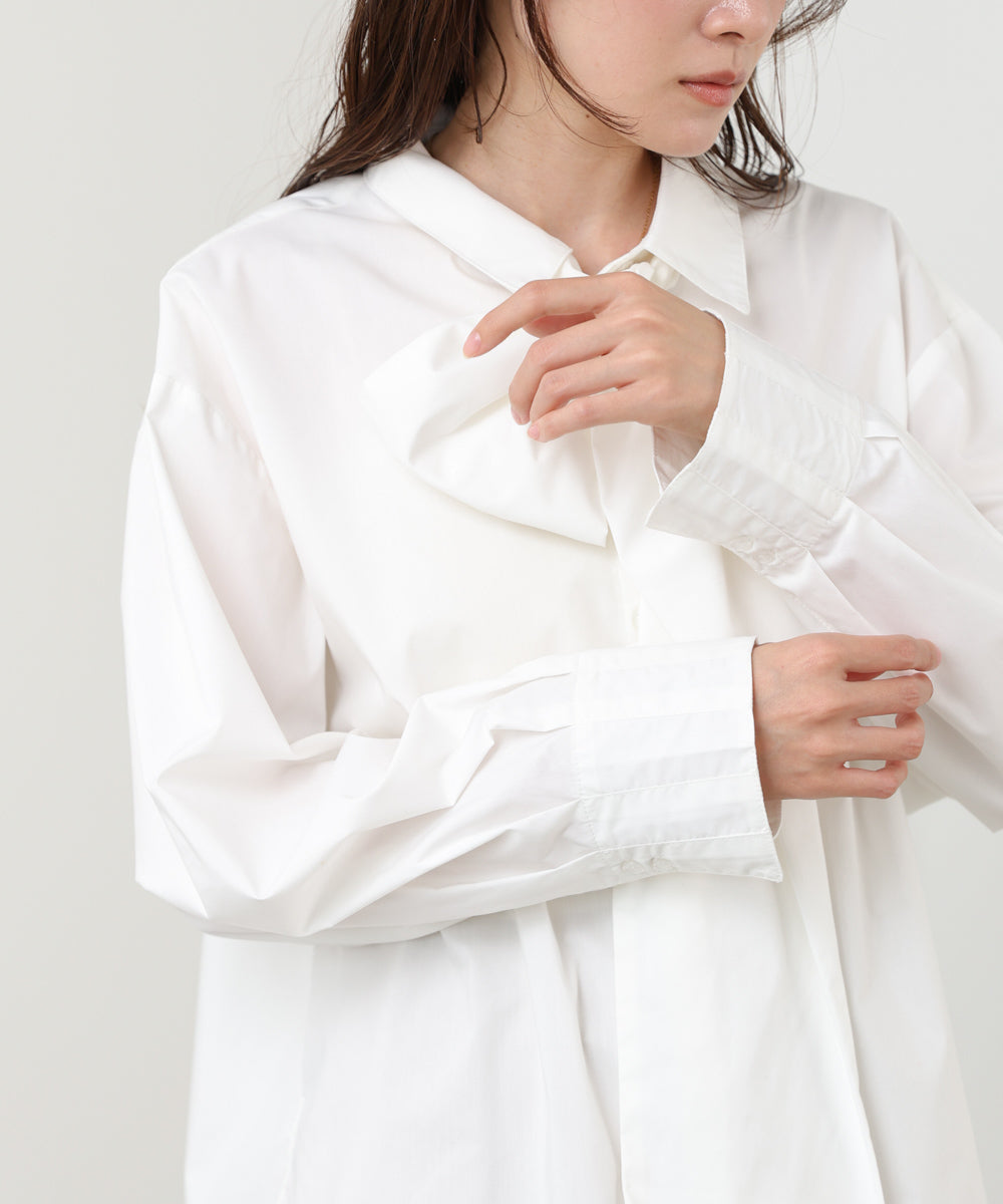 袖タックボウタイリボン付ブラウス