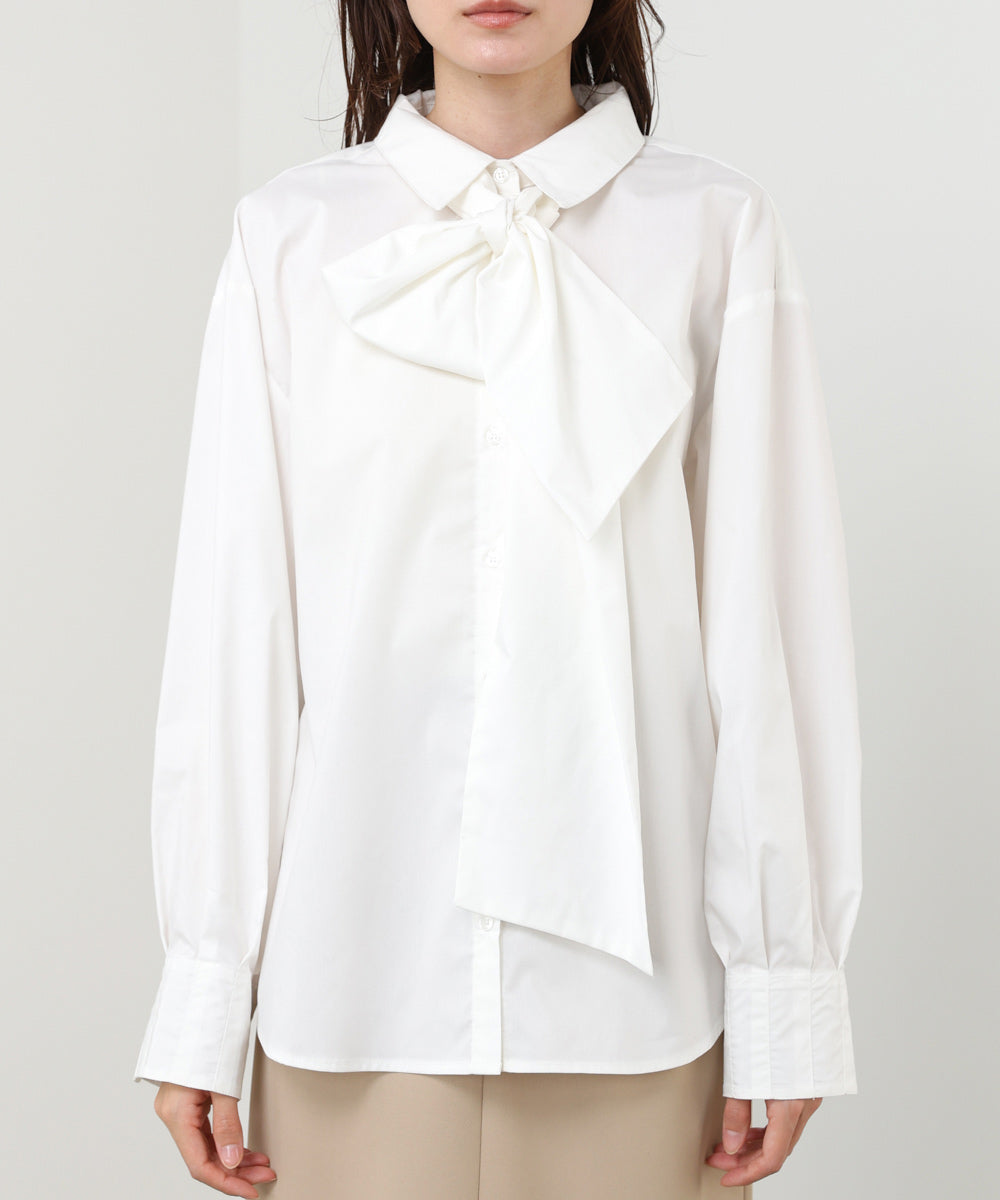 袖タックボウタイリボン付ブラウス