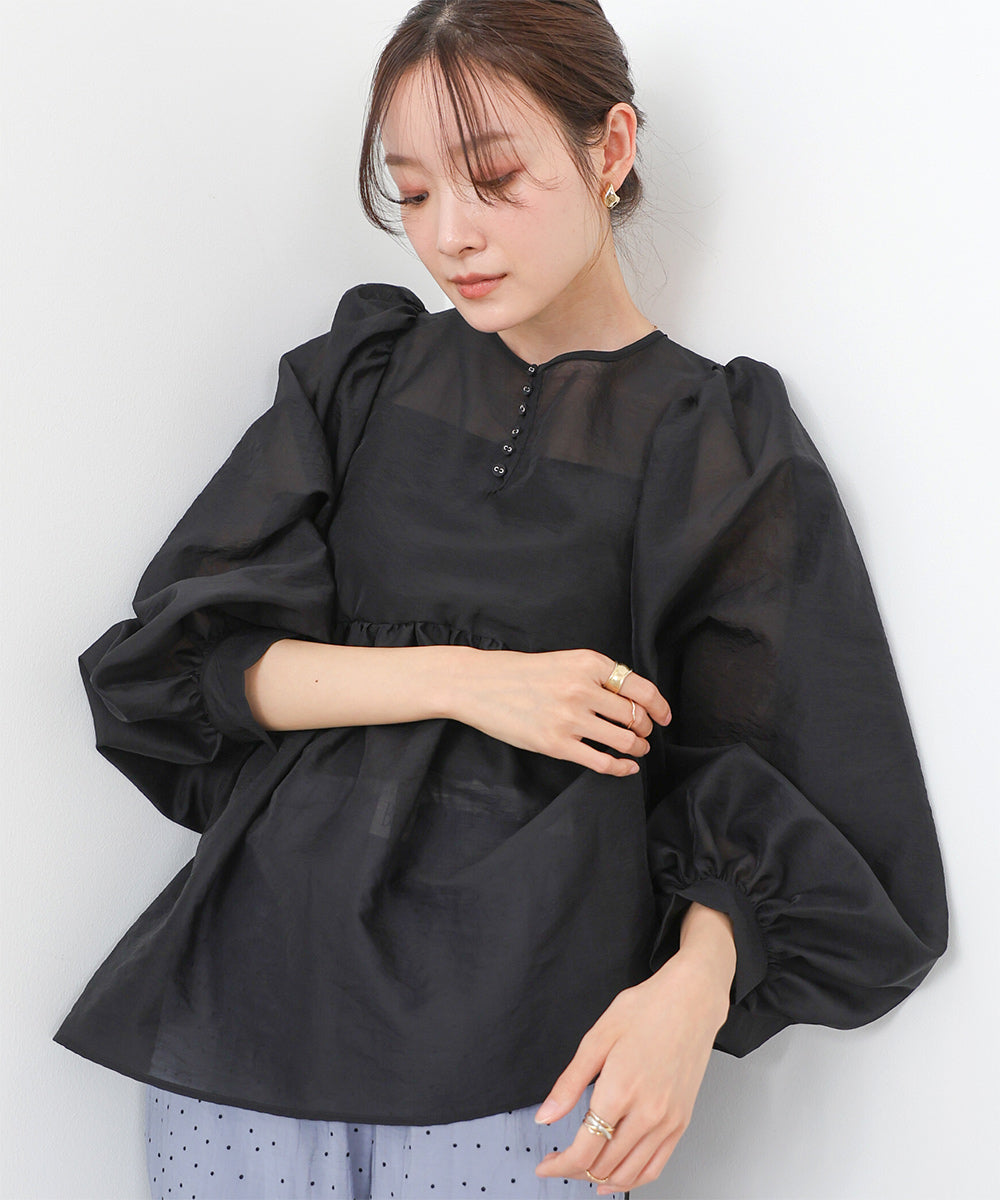 前後2WAY袖ボリュームリボンブラウス