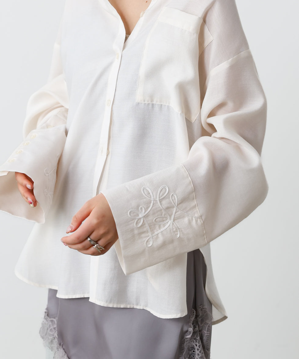 コード刺繡ワイドカフスオーバーシャツ