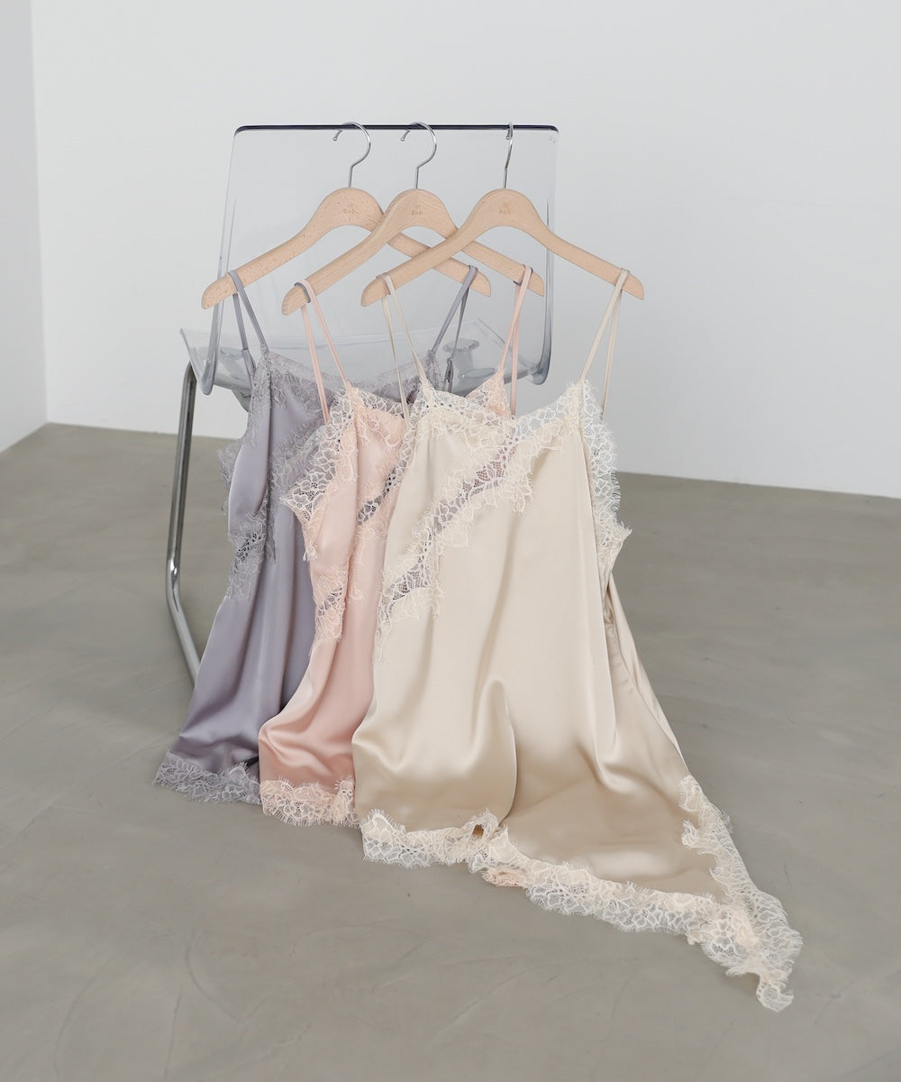 レースアシンメトリーサテンキャミソール