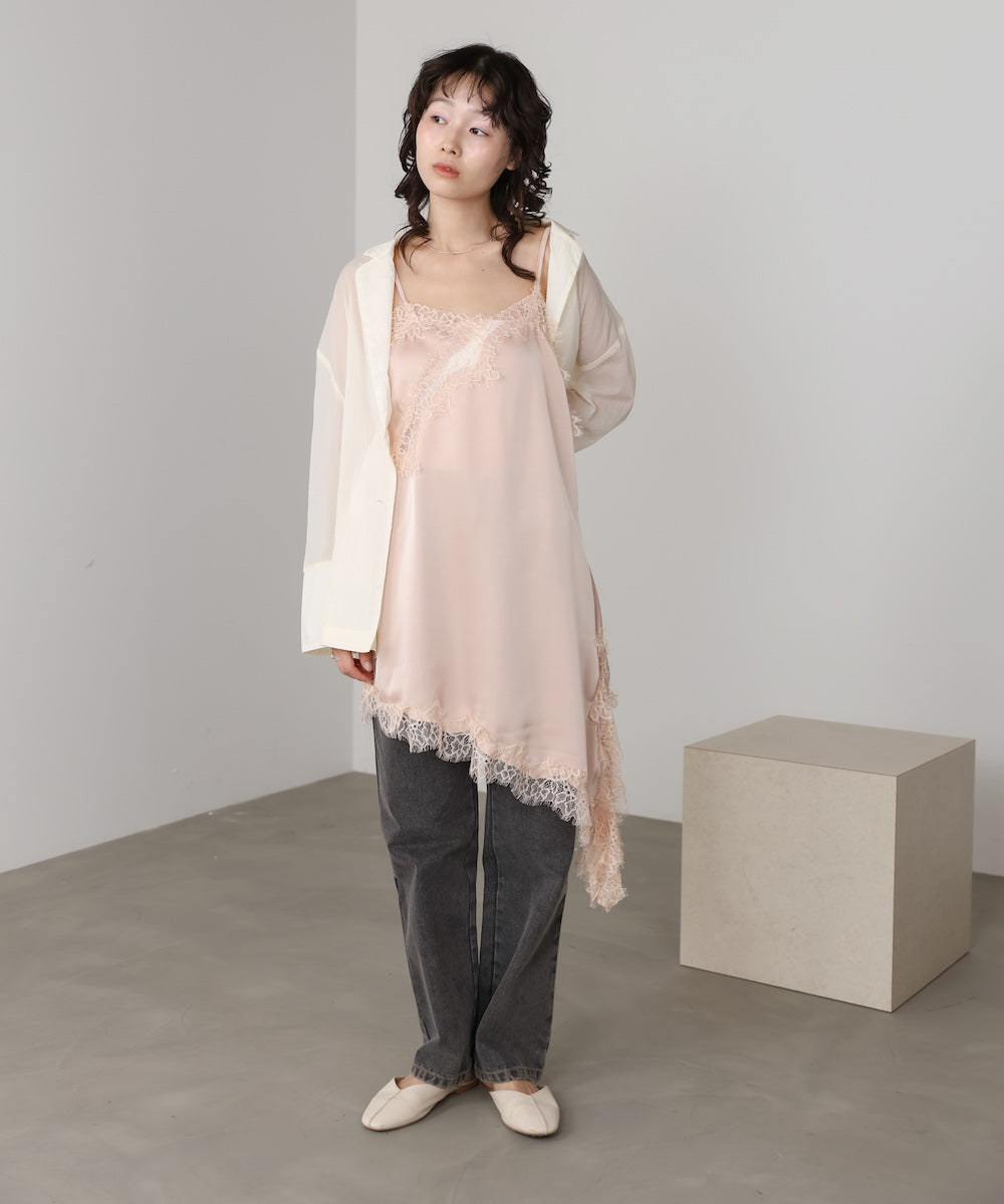 レースアシンメトリーサテンキャミソール