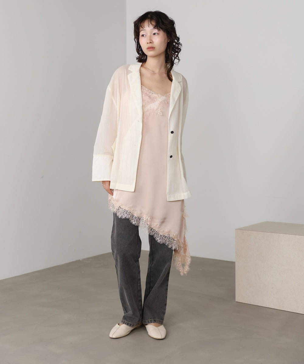 レースアシンメトリーサテンキャミソール