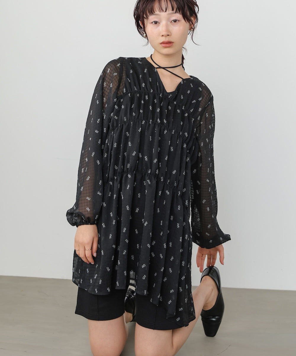 花柄プリントミニワンピース