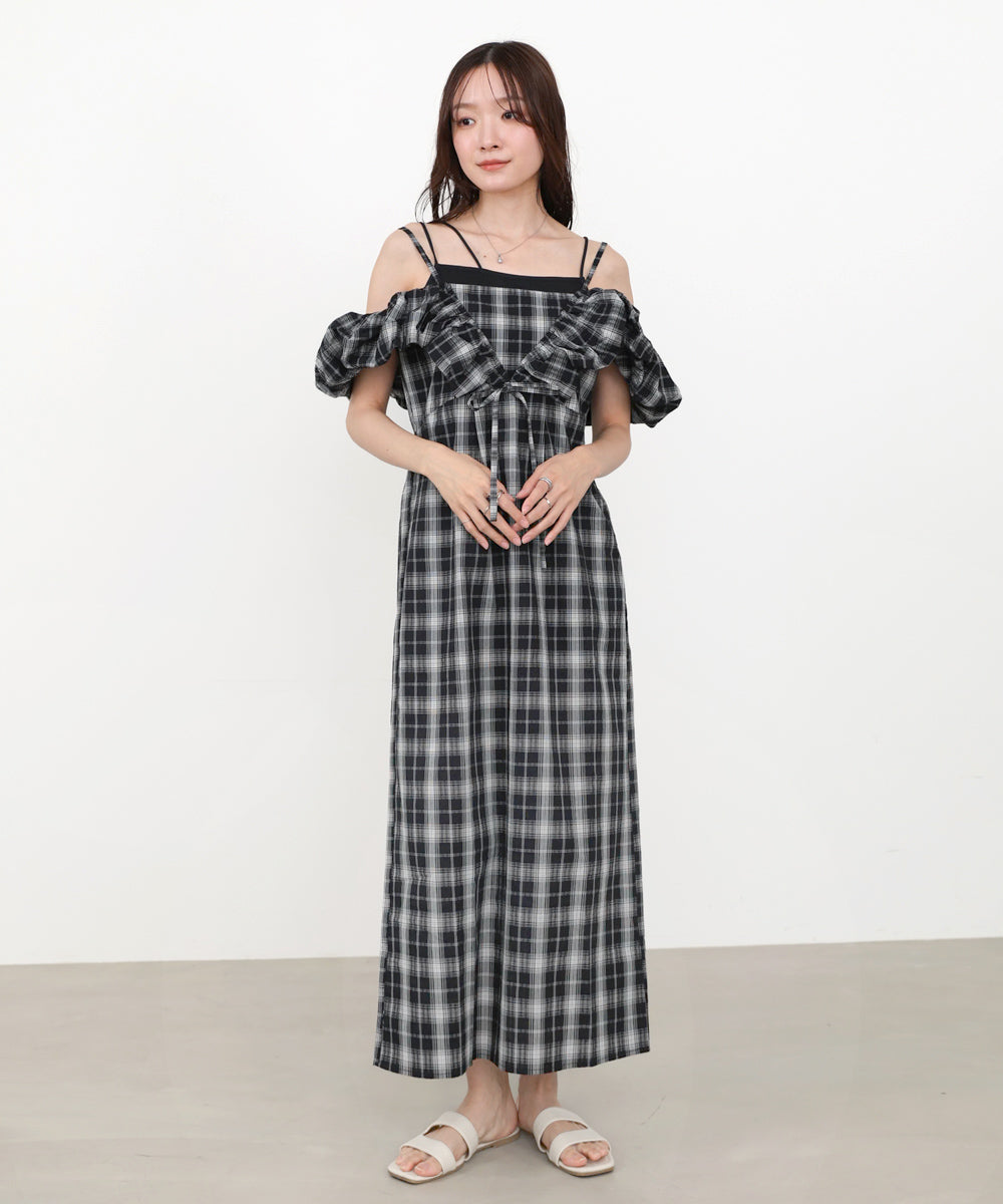 2WAYバルーンチェックワンピース