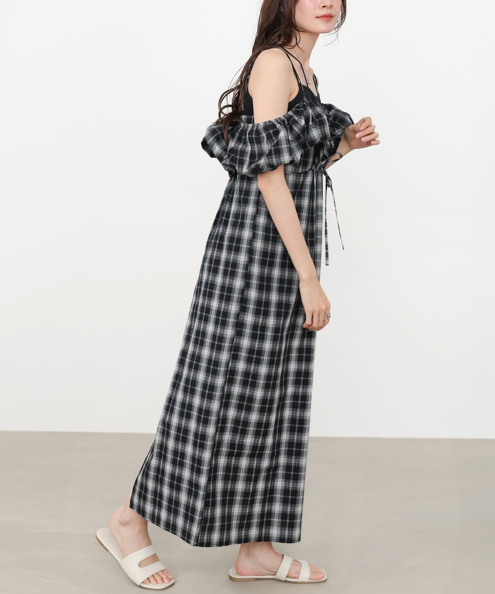 2WAYバルーンチェックワンピース