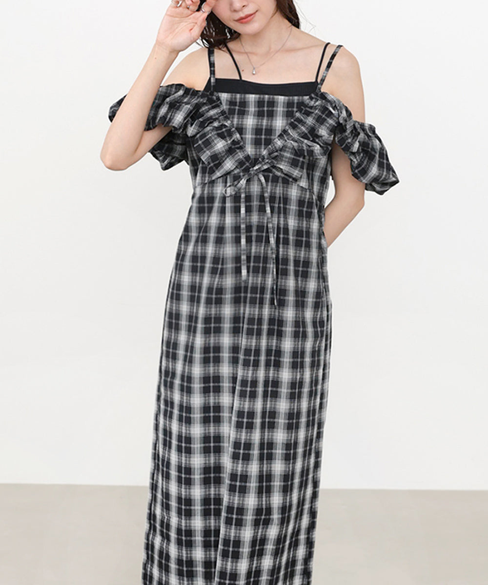 2WAYバルーンチェックワンピース