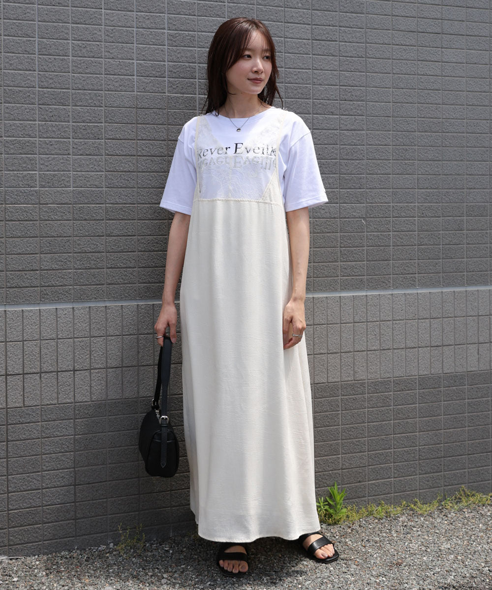 レーススカラップマットサテンキャミOP