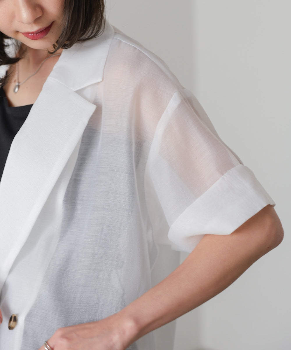 シアー半袖テーラードジャケット