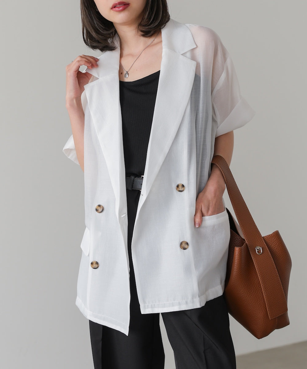 シアー半袖テーラードジャケット