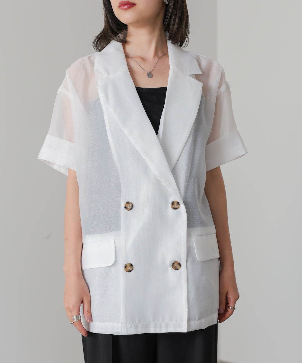 シアー半袖テーラードジャケット