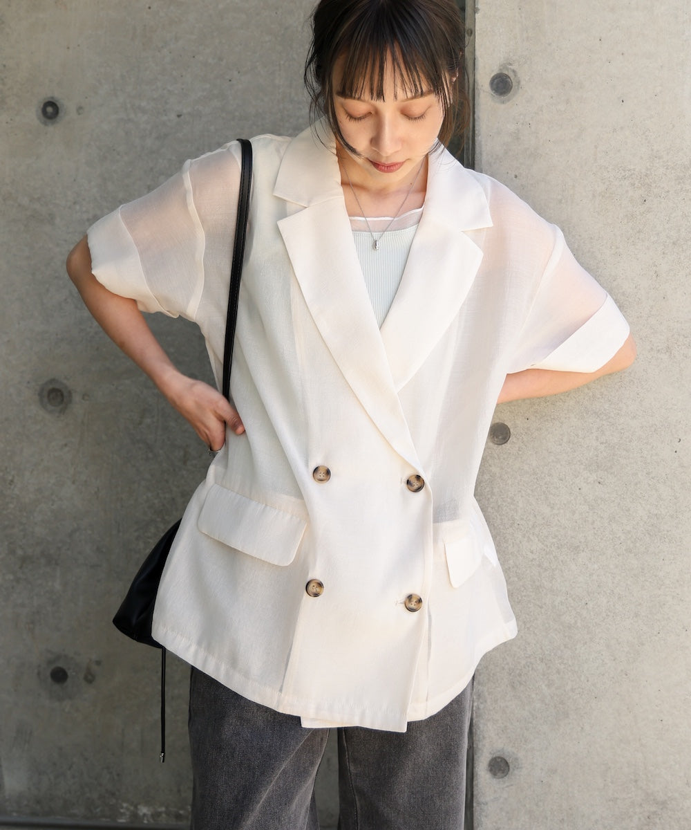 シアー半袖テーラードジャケット