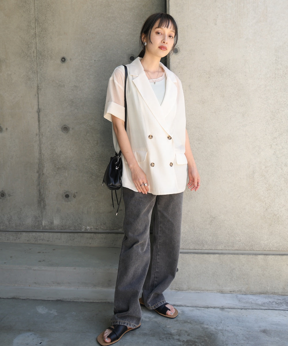 シアー半袖テーラードジャケット