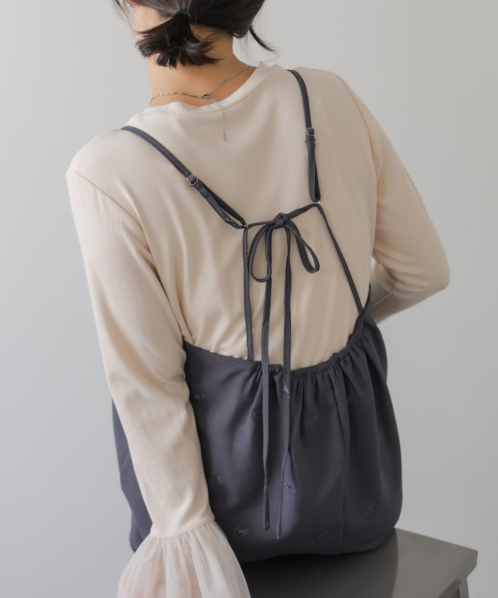 ◆発売前◆【セットアップ対応】刺繍バックリボンキャミワンピース