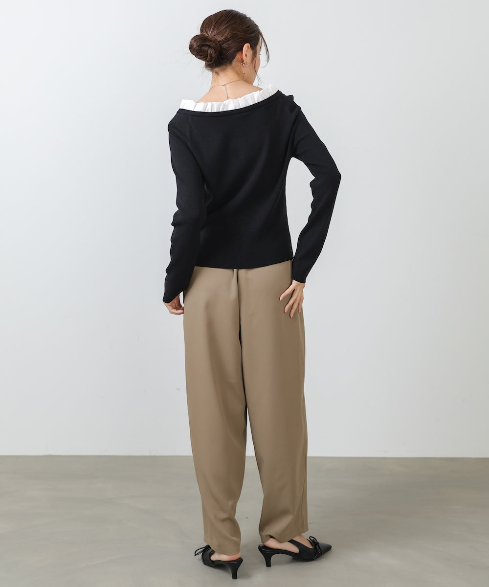 【選べるサイズ展開】ツータックルーズベルト付スラックスパンツ