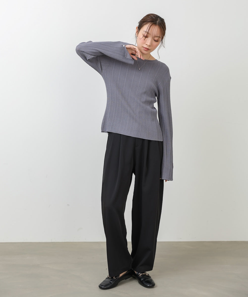 【選べるサイズ展開】ツータックルーズベルト付スラックスパンツ