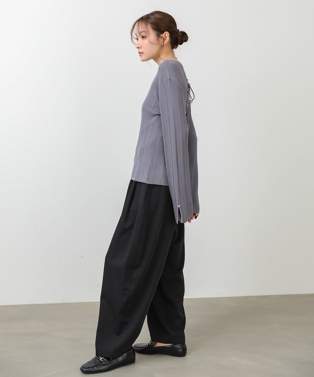 【選べるサイズ展開】ツータックルーズベルト付スラックスパンツ