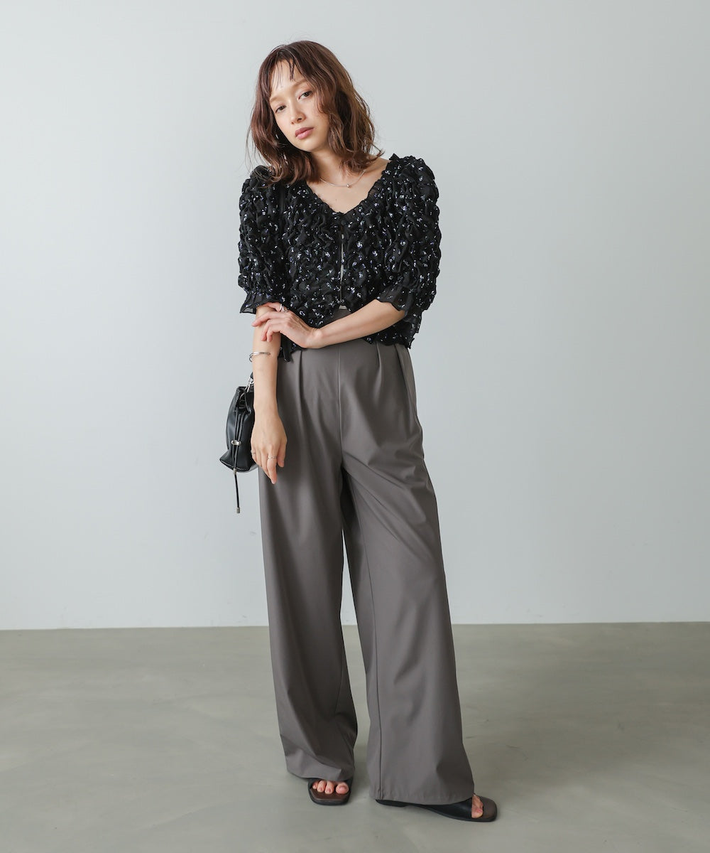 ストレッチワイドストレートパンツ
