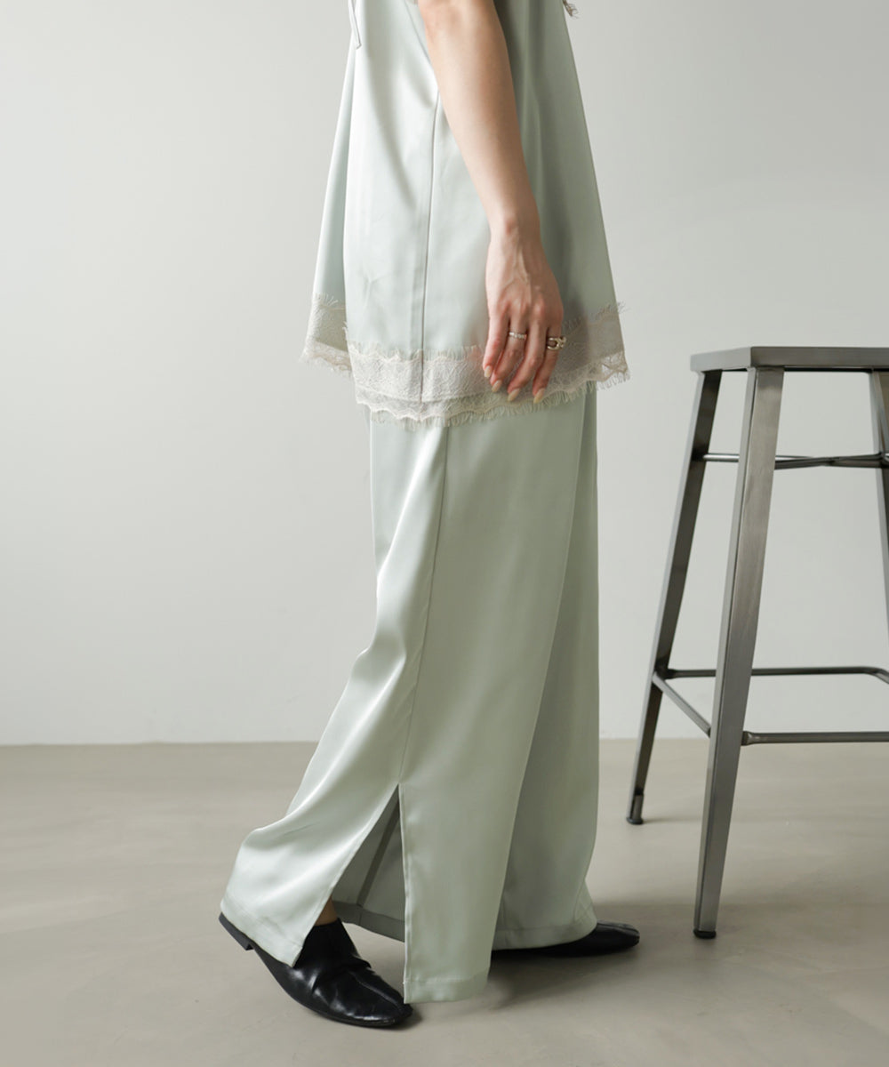◆発売前◆【セットアップ対応】サテンスリットパンツ