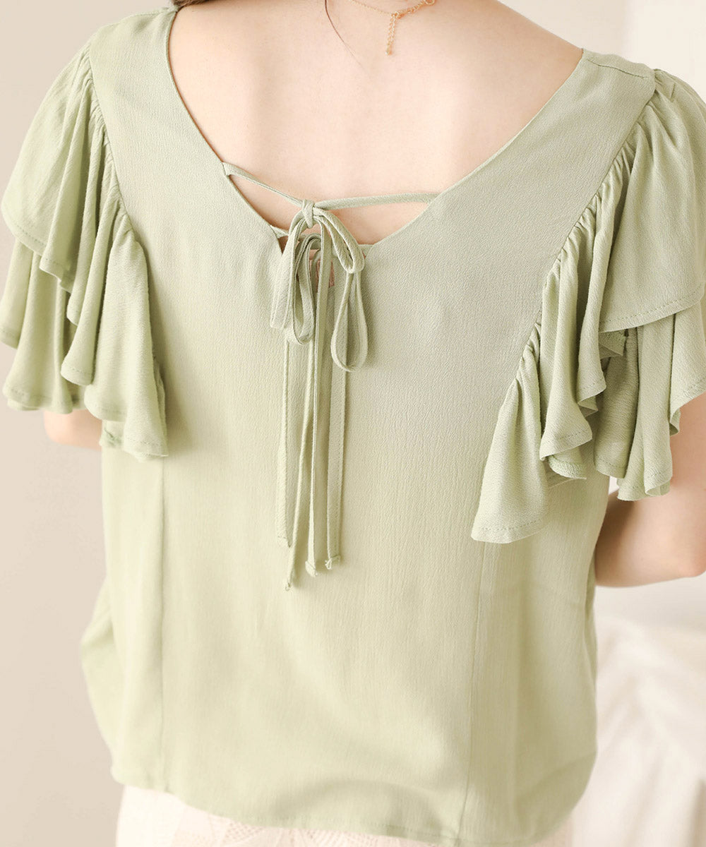 LAYER FRILL SLEEVE BLOUSE