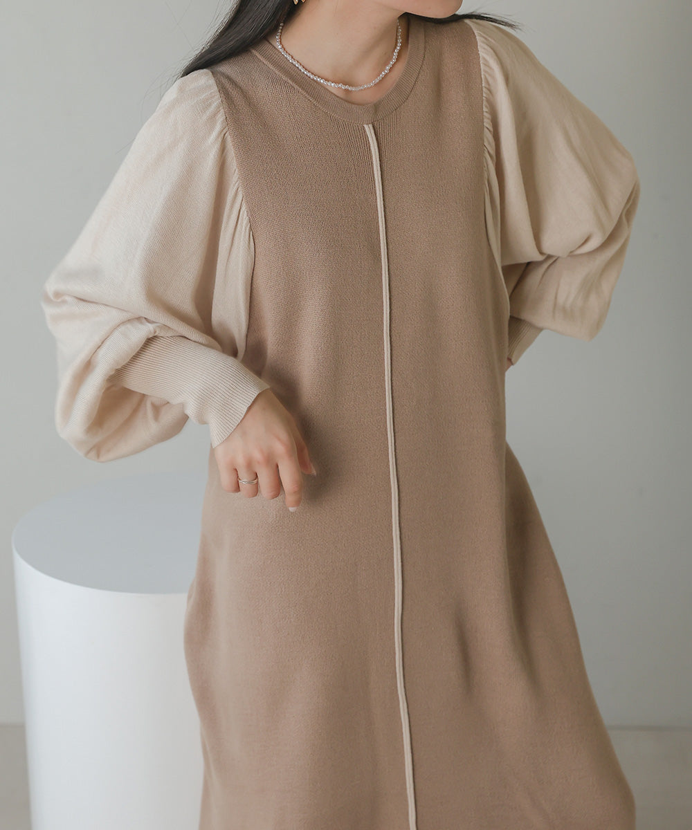 COLOR COMBINATION KNIT ONEPIECE
