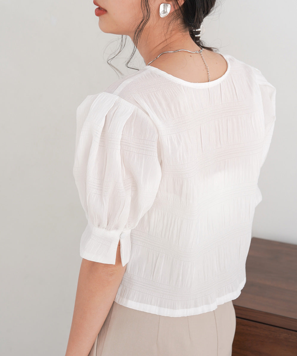 PUFF SLEEVE RUCHED BLOUSE