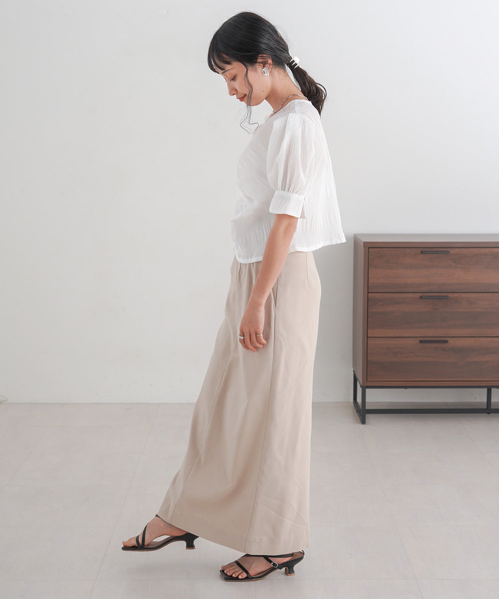 PUFF SLEEVE RUCHED BLOUSE