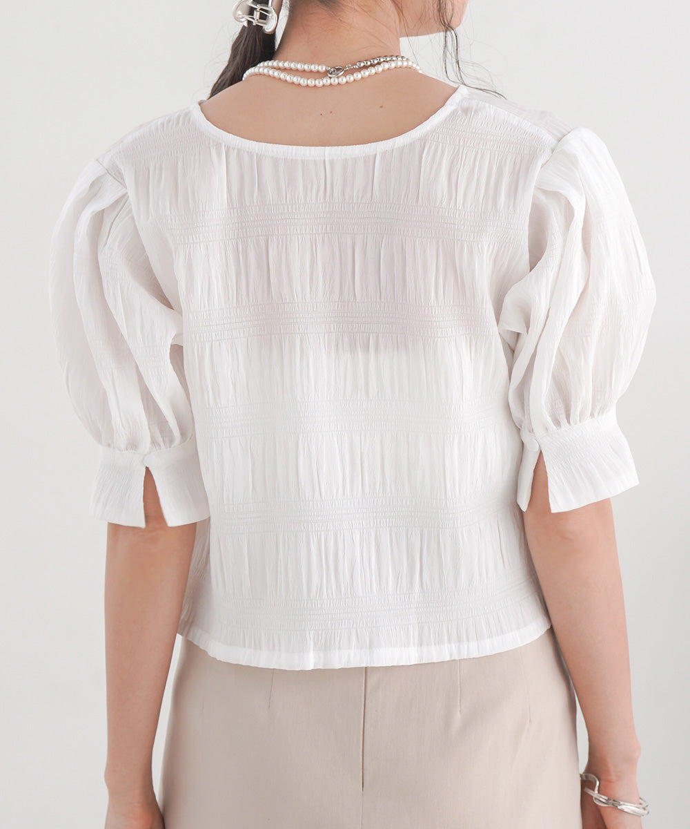 PUFF SLEEVE RUCHED BLOUSE