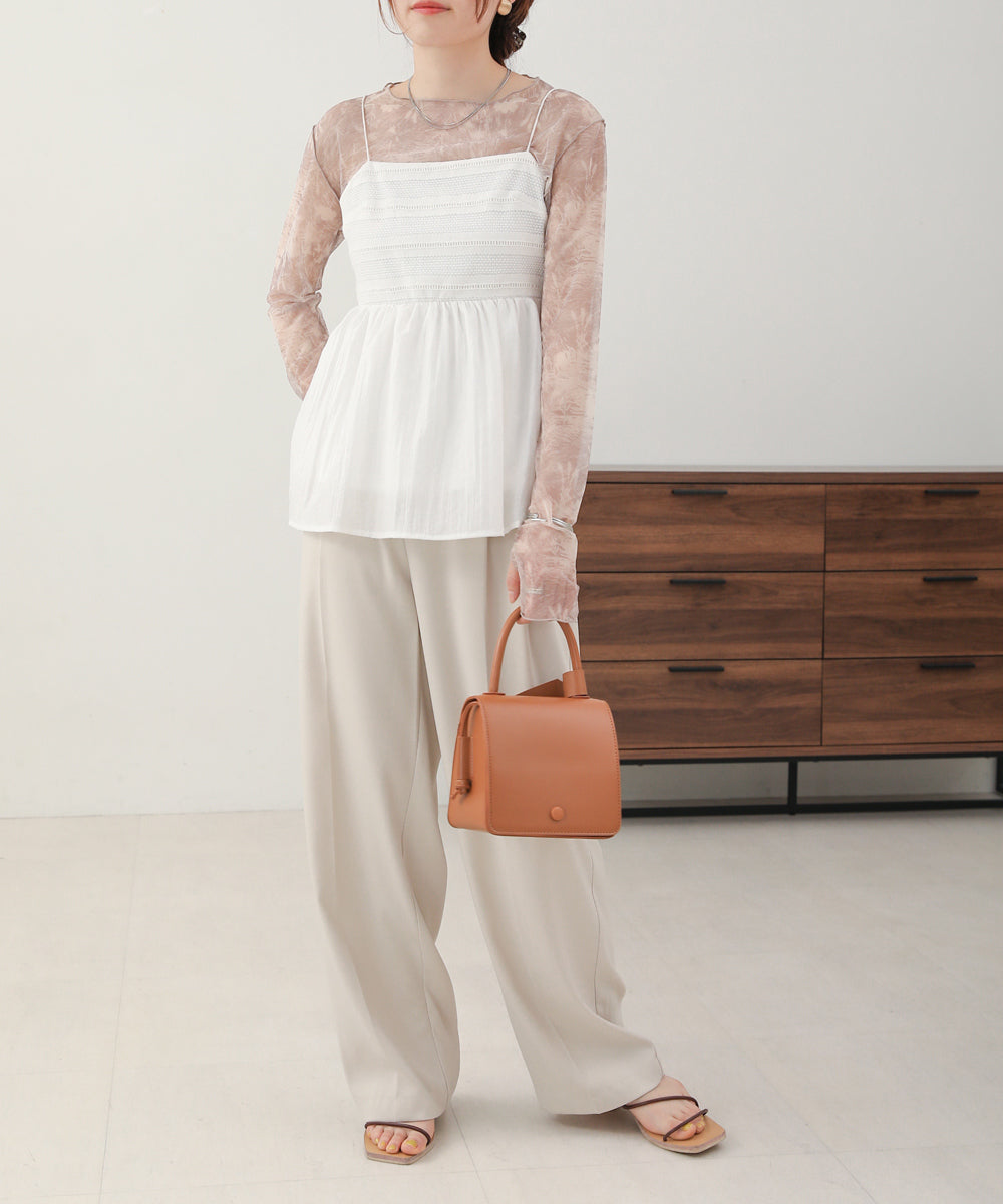 LACE SWITCHING FLARE CAMISOLE