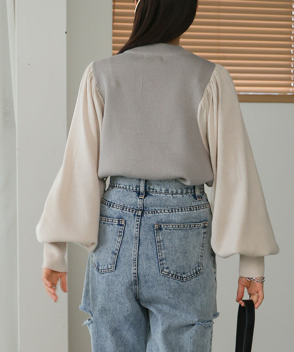 COLOR SCHEME PETITE HIGH KNIT TOP
