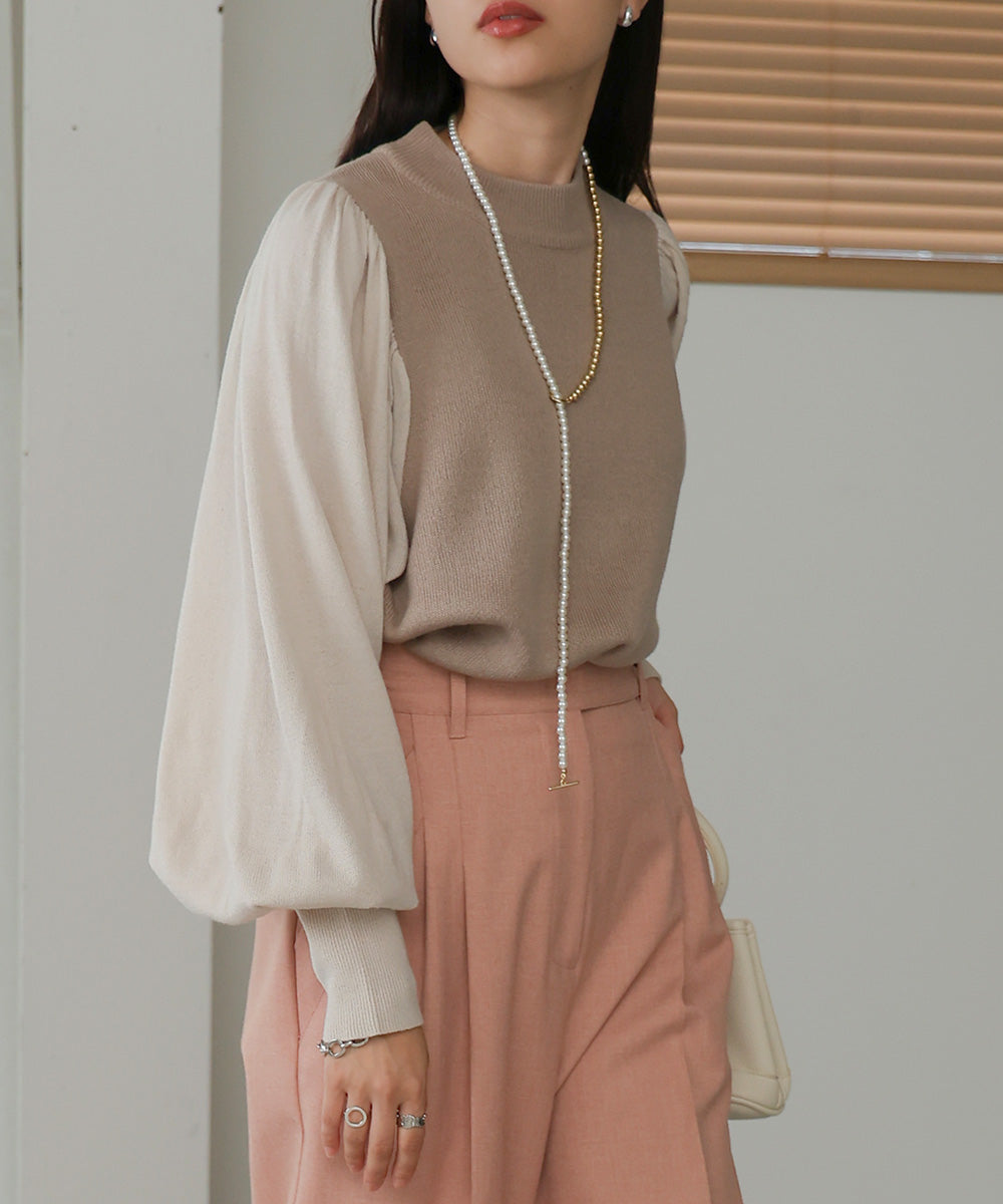 COLOR SCHEME PETITE HIGH KNIT TOP